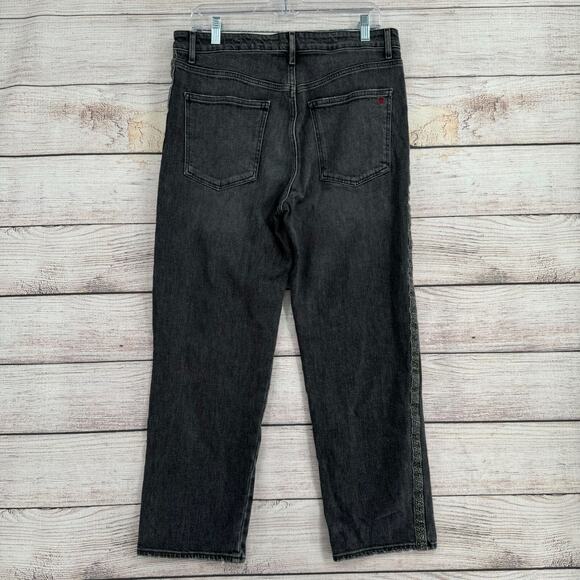 Sundry Straight Leg Animal Print Stripe Jeans Women's 31 Gray Button Fly - Picture 2 of 13